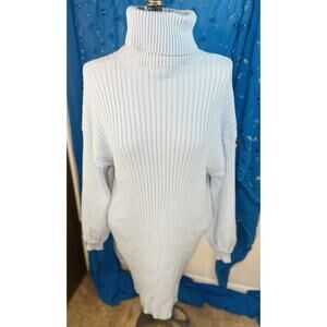 NWT Anrabess Baby Blue Oversized Batwing Ribbed Sweater Dress Large